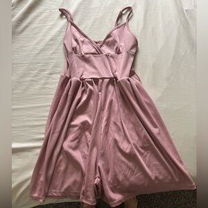 Cider solid v neck wide leg romper